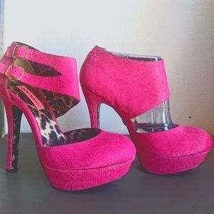 Betsey Johnson Pink Fur Heel 8.5 NEW